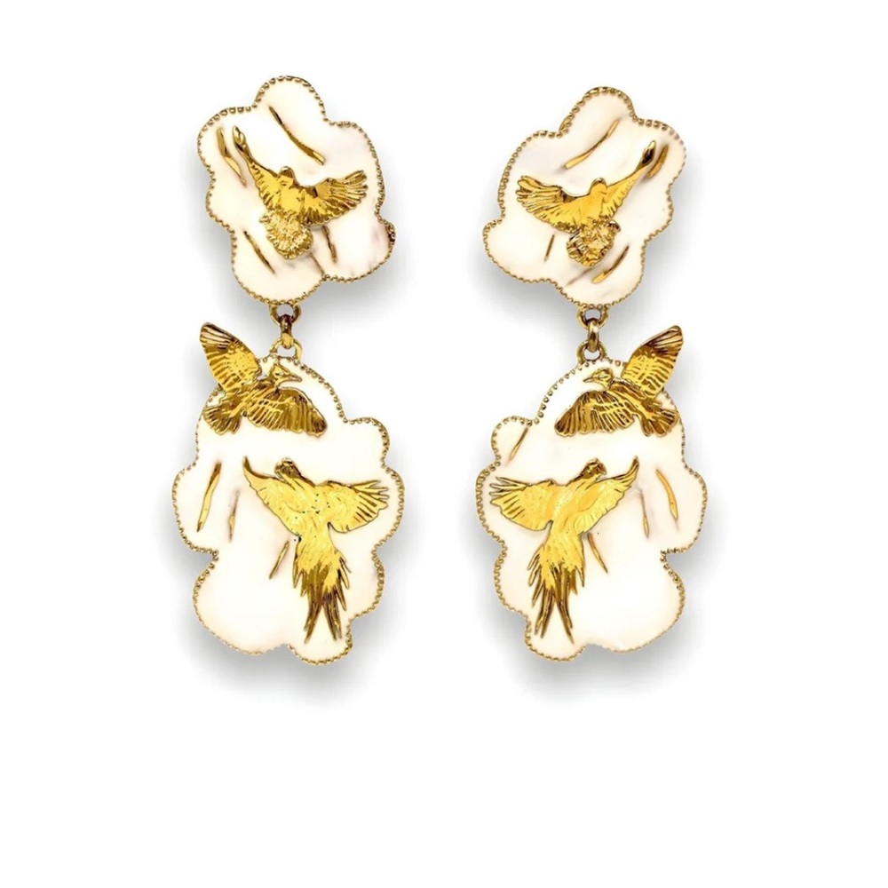 Angela Mia "Arise" Earrings - Gold & Ivory